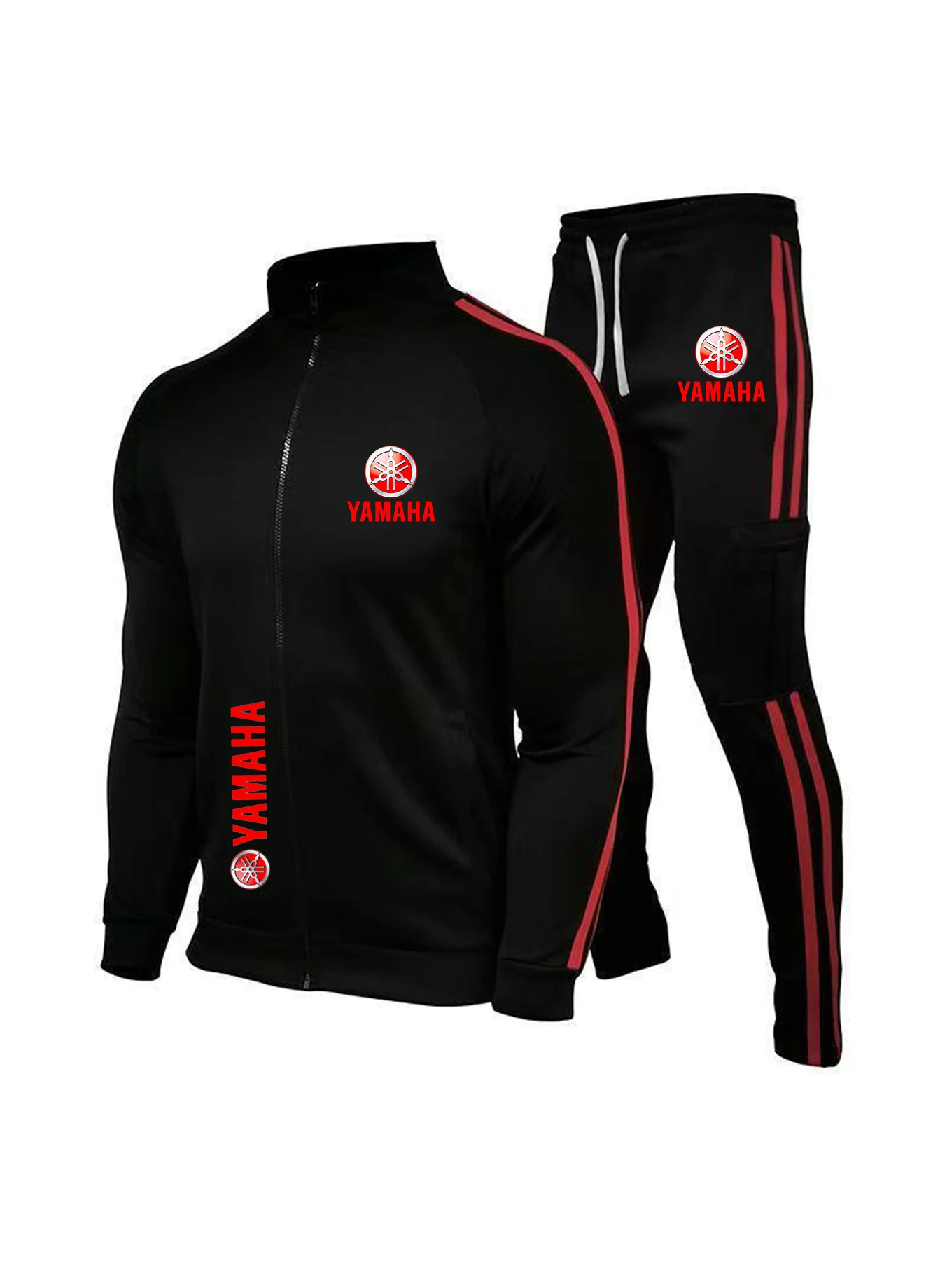 2025 new Yamaha fashionable casual men's zipper sports suit, sports casual pants, sports suit clothing, running fitness clothing