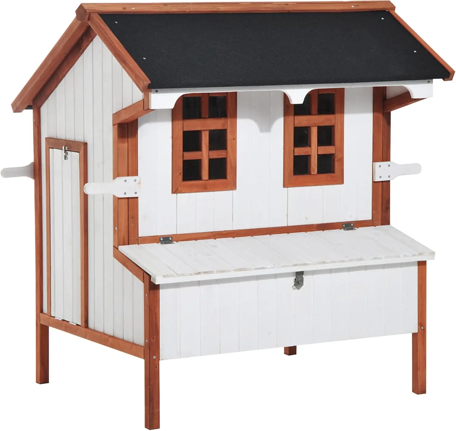 

PawHut 47" Chicken Coop Wooden Chicken House Rabbit Hutch Raised Poultry Cage Portable Hen Pen Backyard with Nesting Box and