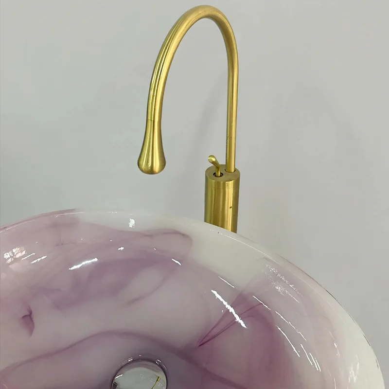 Art stage basin bathroom cabinet wash basin toilet colored glass face wash basin sink
