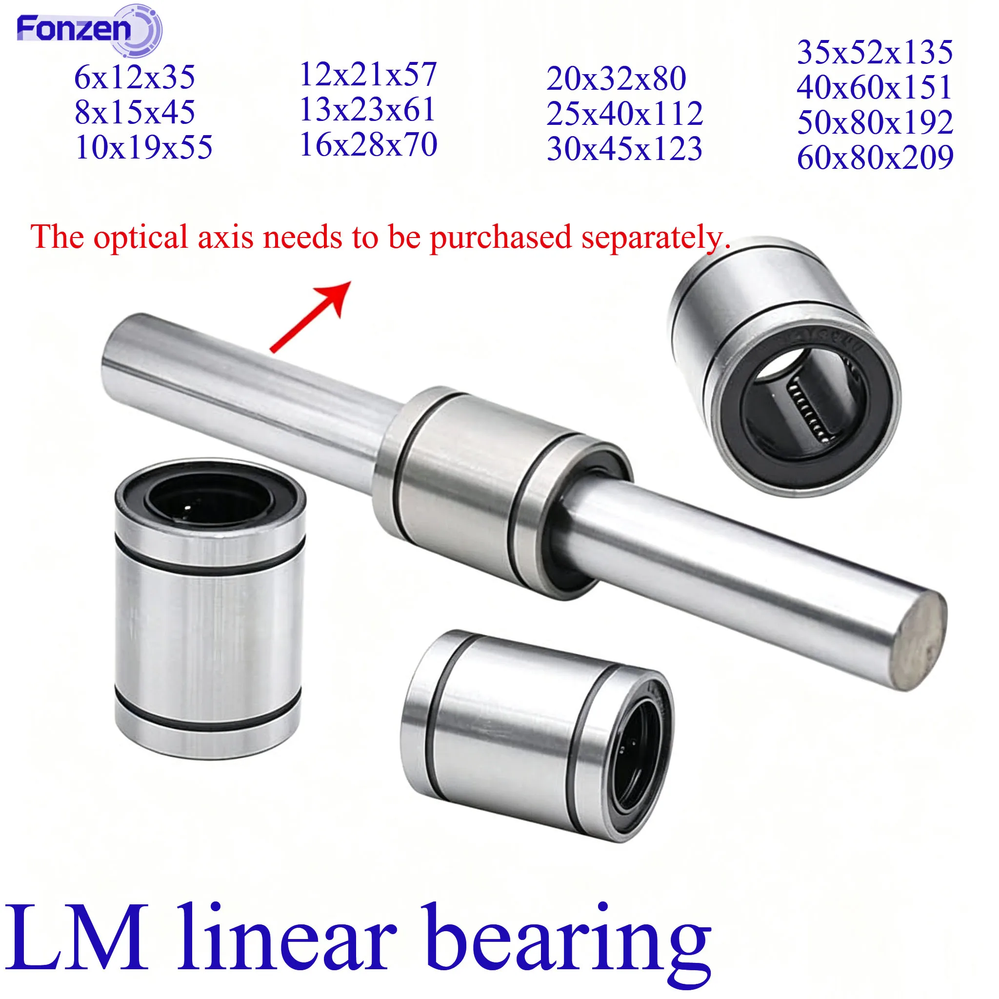 Extended Linear Bearing LM-LUU Series Long-Life Linear Bearing for Shaft Guide Rail 6/8/10/12/13/16/20/25/30/35/40/50/60mm