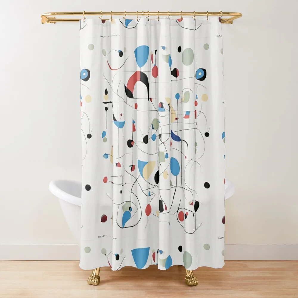 

Joan Miro Inspired Abstract Lines and Connections Shower Curtain Bathroom Decor Bathroom Box Curtain