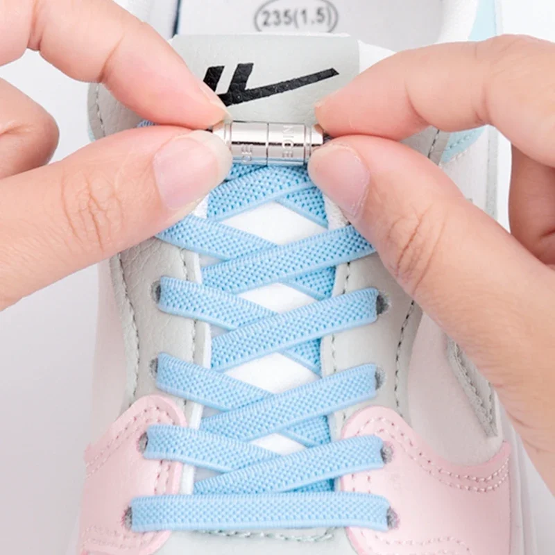 

Elastic Shoelaces Without Ties Flat Shoe Laces for Sneakers Capsule Metal Lock Quick Put on And Take Off Lazy Lace Rubber Band