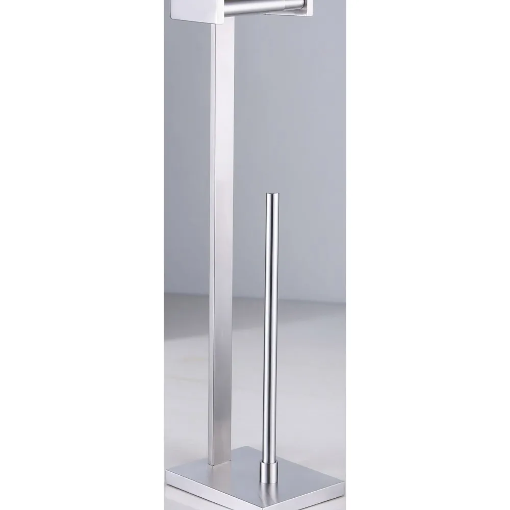 

Stainless Steel Free Standing Toilet Paper Holder, Brushed Finish, Rust-Proof for Bathroom Kitchen