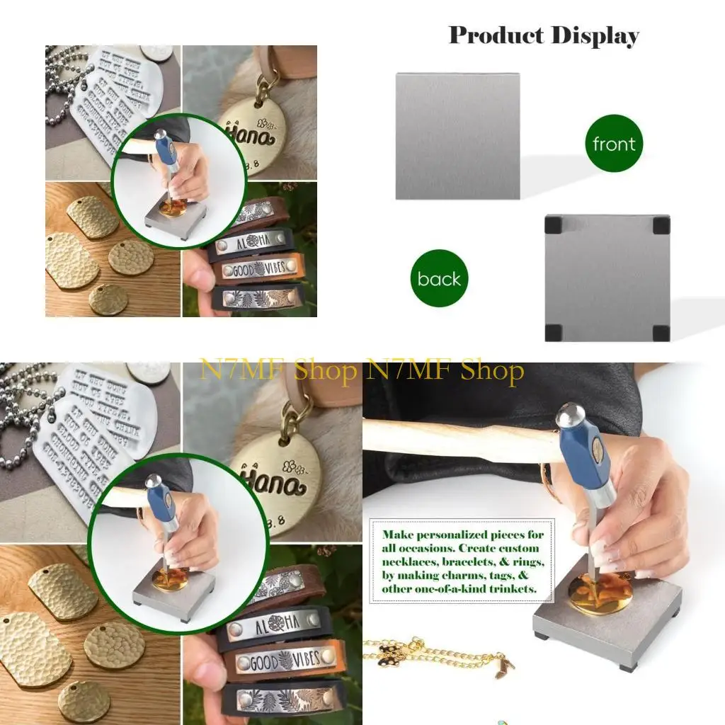 

N7MF Stable Hammer Iron Anvil with Rubber Feet Versatile Square Anvil Equipment for Jewelry Making Metal Polishing Tool