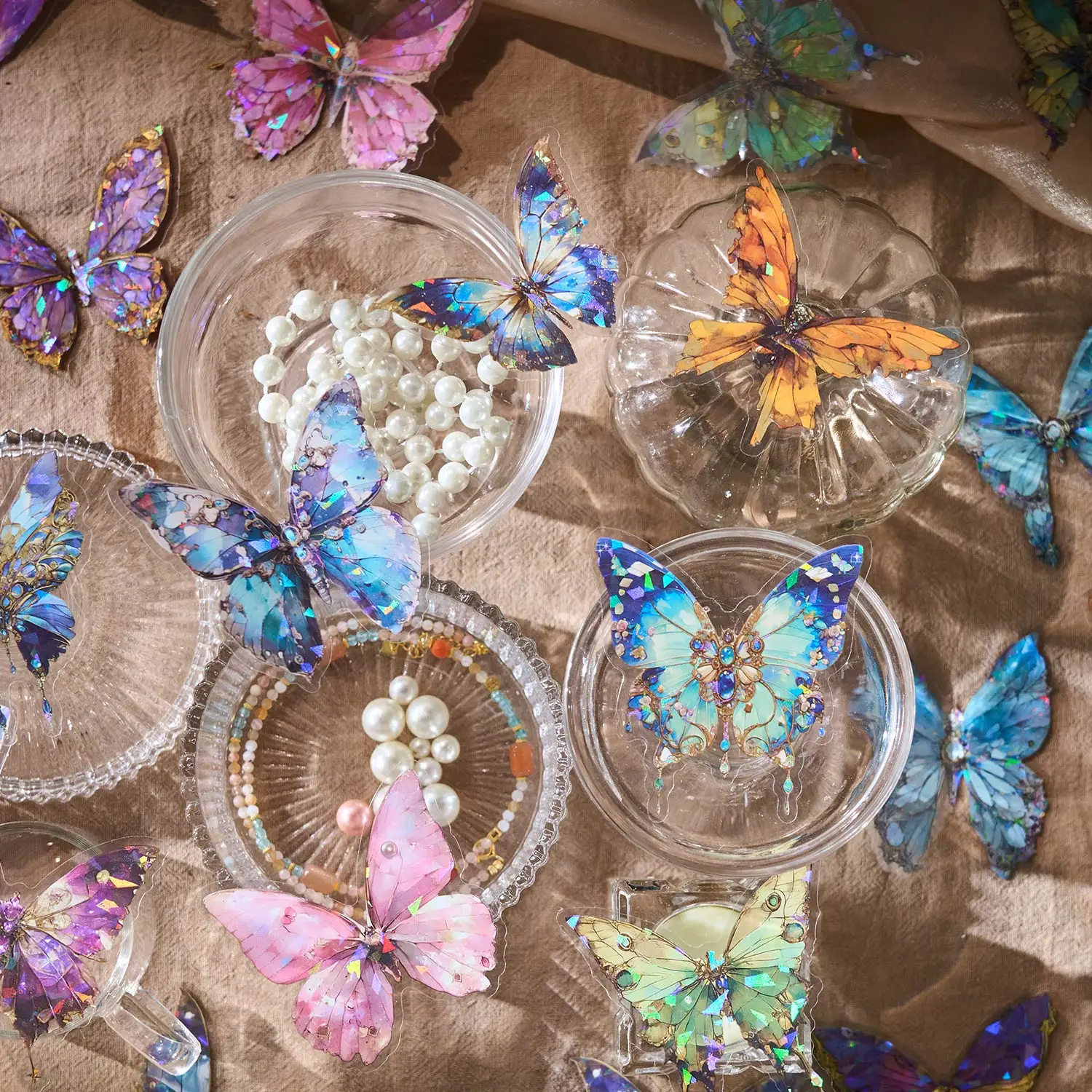 Горячее тиснение, бабочка, домашнее животное, лазерная водонепроницаемая наклейка, серия Dream Redemption, украшение для справочника, сделай сам, материал, наклейка