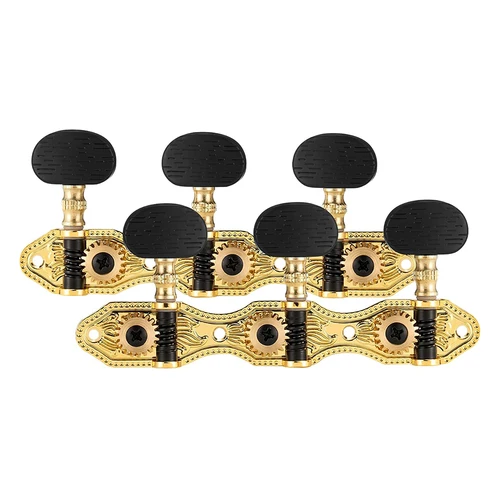 Imagen 2 del producto Clavijas de afinación de guitarra clásica, perilla negra chapada en oro, cabezal de máquina para juego de accesorios de guitarra clásica