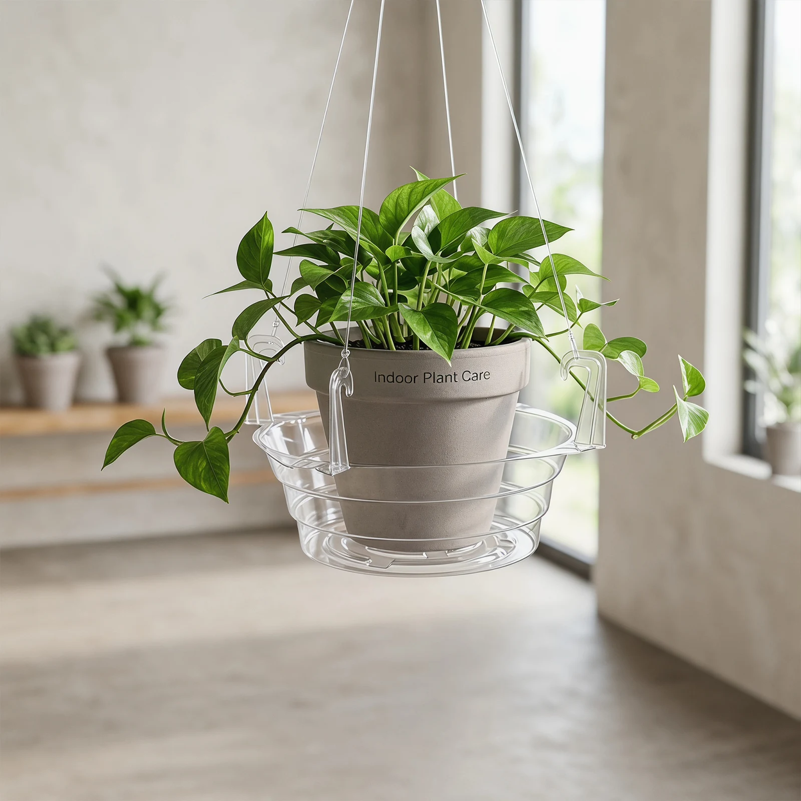 6/8/10/12in Hanging Basket Watering Tray with Hooks Hanging Basket Saucer Plastic Plant Saucer for Balcony Indoor Garden