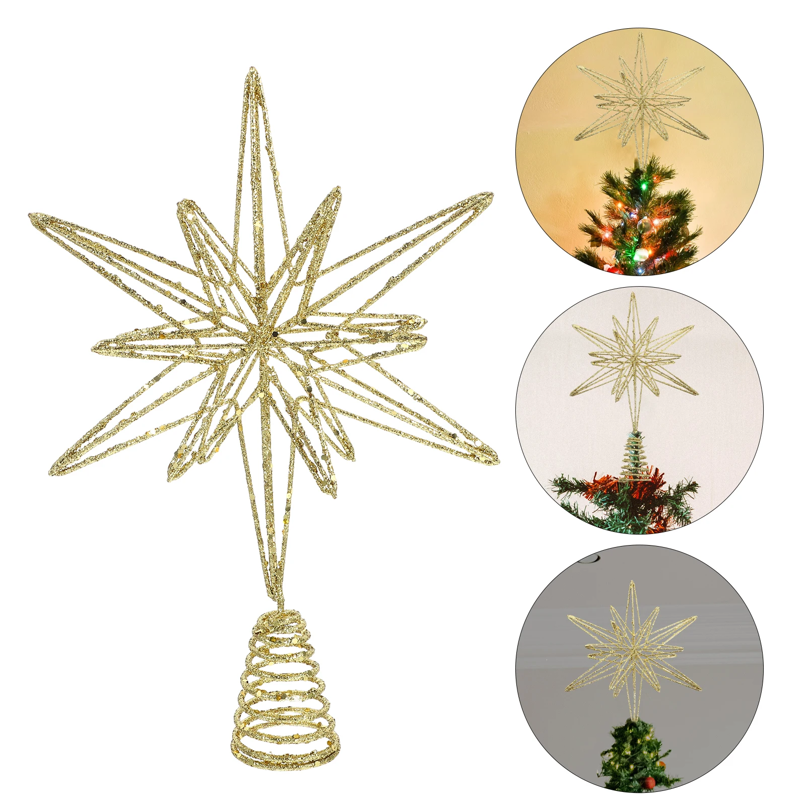

Golden Sparkling Decors Tree Top Christmas Supply Star Topper Christmas Tree Decoration Treetop Decoration 12.6\