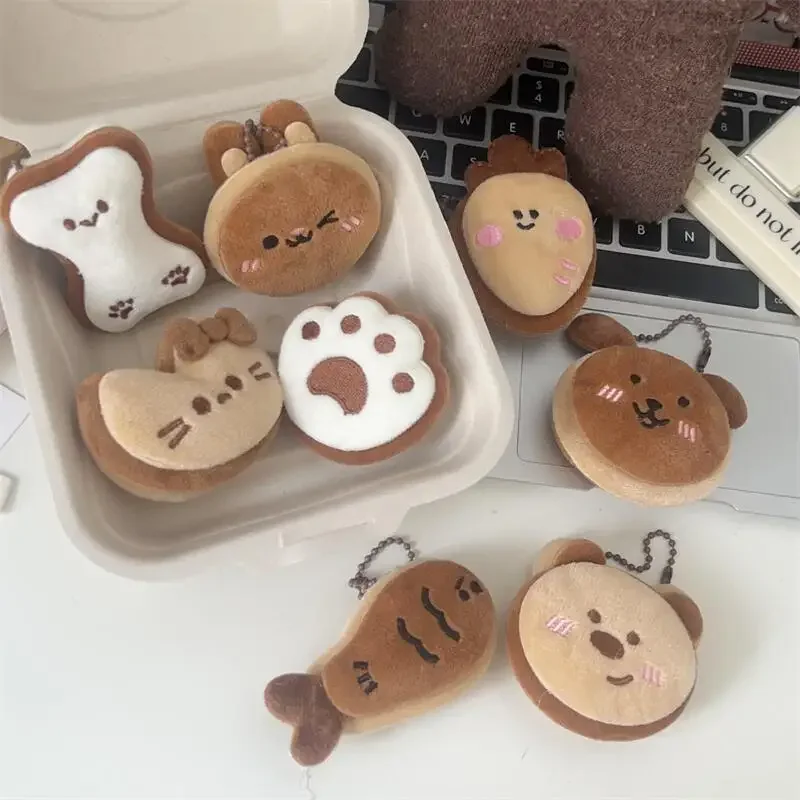 Cute Cartoon Animal Fish Bear Dog Plush Keychain Pendant Decorative Soft Stuffed Doll Toy Keyring Backpack Pendant Decoration