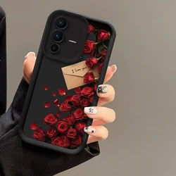 Cute Rose Flowers Phone Case For VIVO V40 V30E V30 V29E V29 V27E V27 Pro Shockproof Silicone Camera Lens Protection Soft Cover