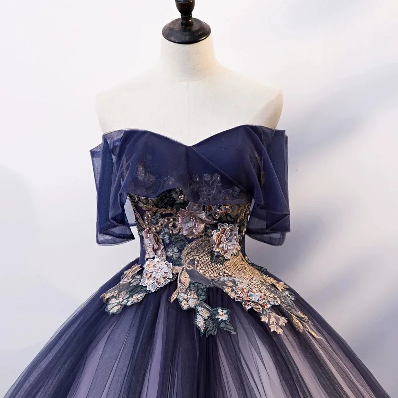 Maßgeschneiderte Ballkleid-Quinceanera-Kleider mit Applikationen, Tüll, Abschlussball, Geburtstagsparty-Kleider, formelle Vestido De Anos