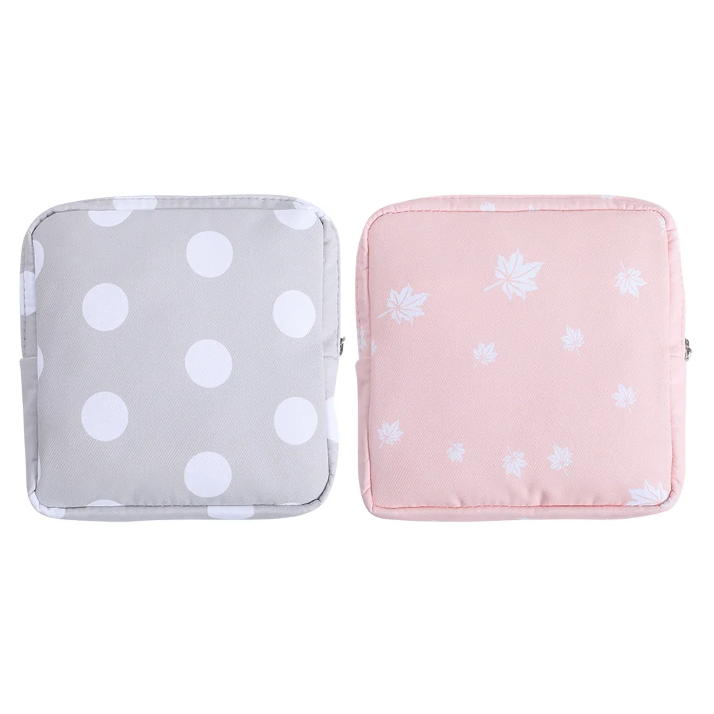 

2 pcs Sanitary Napkin Storage Bag Outdoor Pouch Women Coin Purse Portable Cotton Zippered Travel Sewing Kit Menstrual Cup Diaper