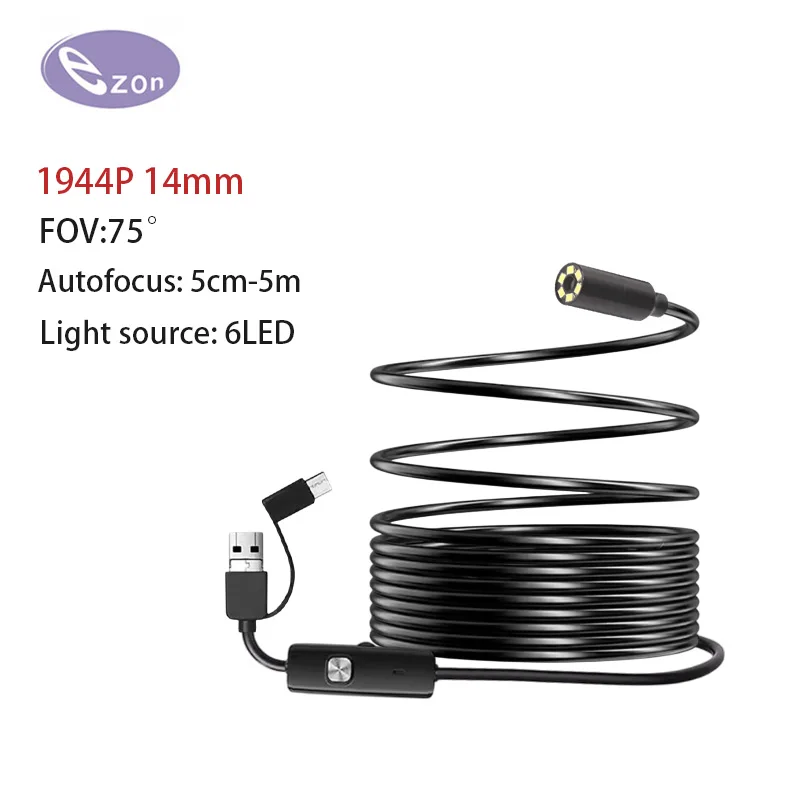 1944P 14mm Automotive Piping Sewer Drain Inspection Camera Endoscopic Endoscope Camera With For Cars Industrial Waterproof