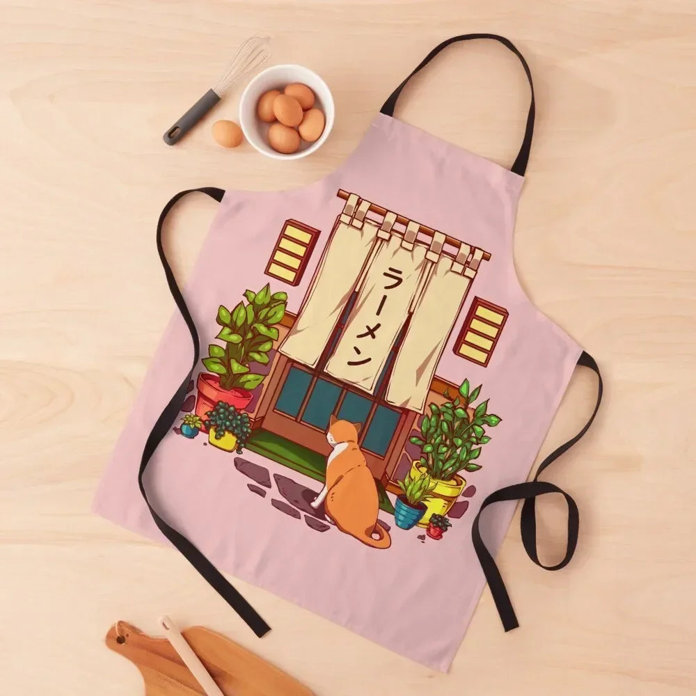 The red cat and the Japanese ramen shop Apron nail tech supplies manicurist christmas decoration Waterproof women Apron