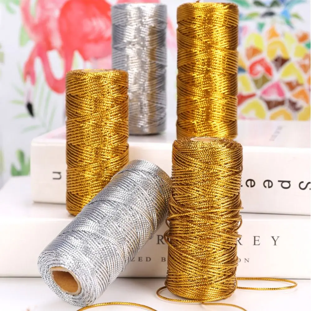 New 1.5mm Christmas Gift Packaging String Thread Cord 100m Rope Gold Silver Cord DIY Bracelet Home Decor Jewelry Making Lanyard