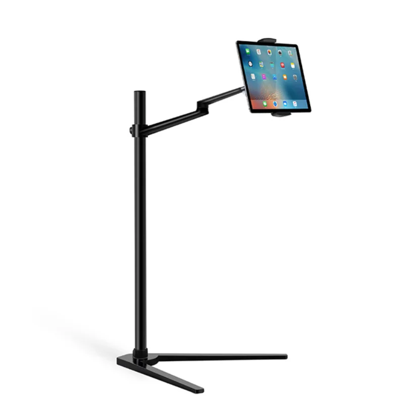 Multifunction Floor Stand Three-legged Aluminum Long Arm Clamp Base Lifting Tablet Mobile Phone Holder