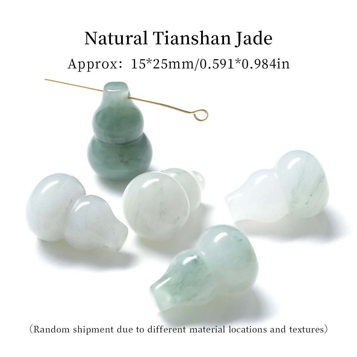 1 Pc Natural Tianshan Jade Gourd Beads Icy Green Lucky Amulet Charm Spacer for DIY Necklace Bracelet Jewelry Making Craft