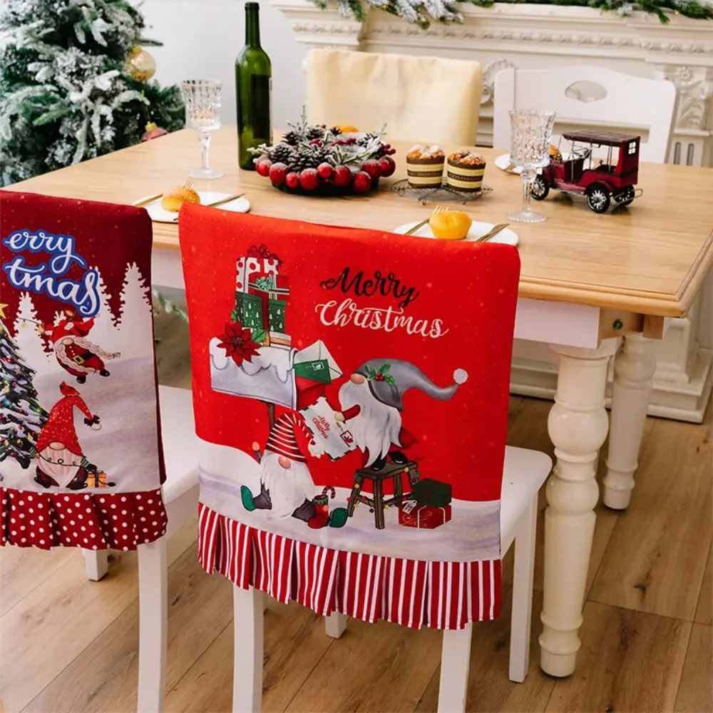 

Cartoon Christmas Chair Cover Soft Removable Xmas Dinner Chair Seat Cover Stretch Christmas Table Decor Dress-up Props