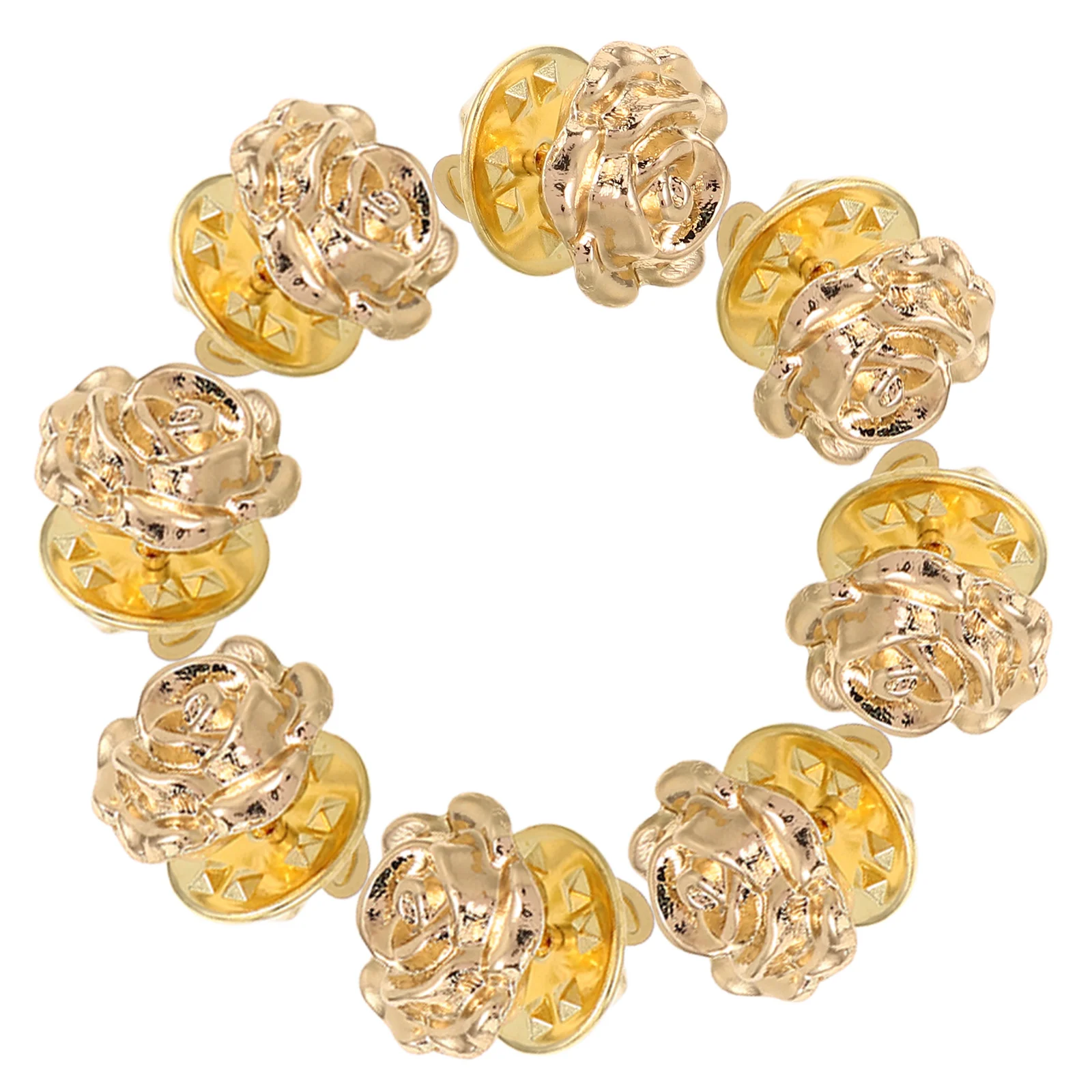 

8pcs Vintage Brooch Lapel Pins Elegant Rose Flower Alloy Jewelry For Weddings Party Hats Jackets Scarves Accessory