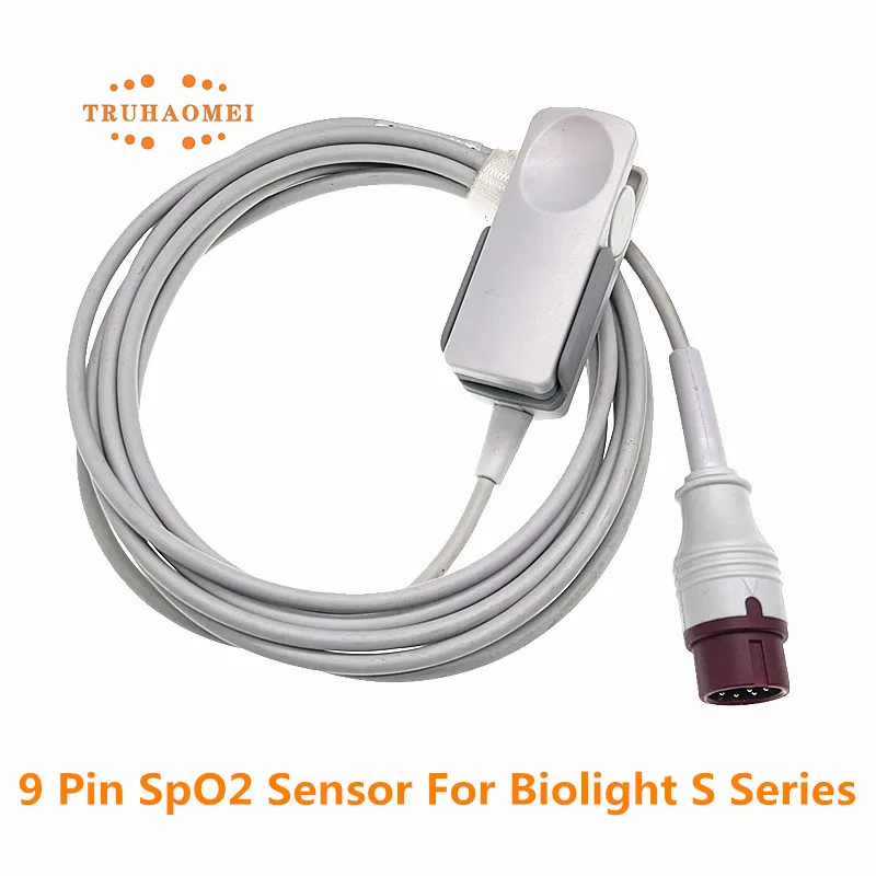 Round 9 Pin Red Plug For Biolight SpO2 Sensor Adult Pediatric Neonatal Sizes S10 S12 M10 M12 SAO2 Probe with OXI TECH