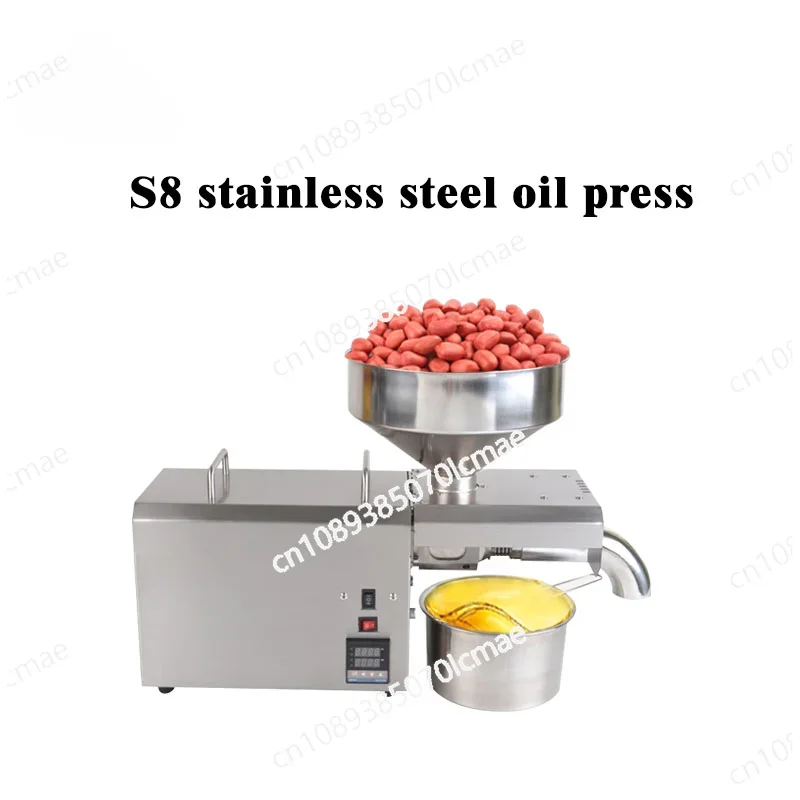 Stainless Steel Oil Extraction Machine, Automatic Oil Press, Cold and Hot Pressing, S8, Medium and Small