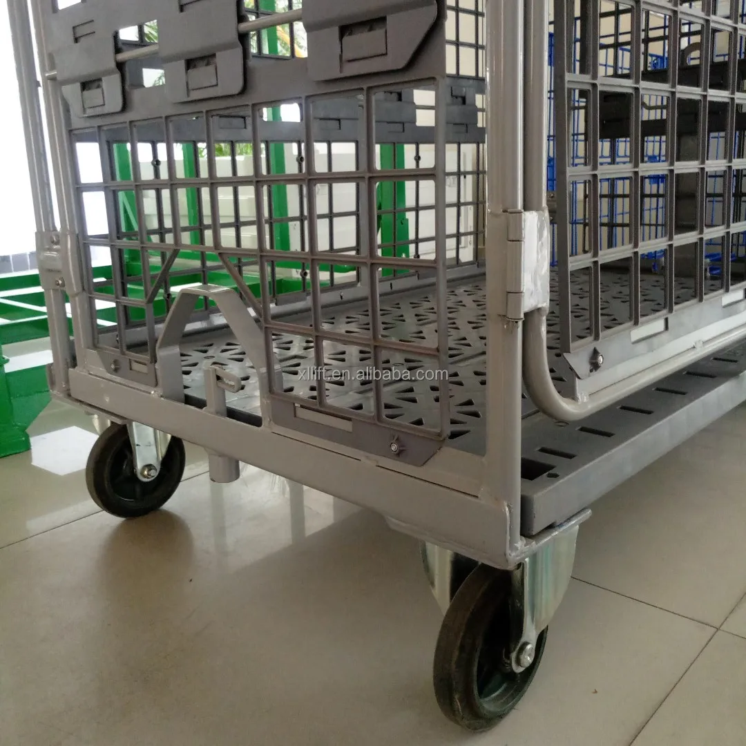 Logistics industrial laundry folding warehouse container cage roll containers trolley with door
