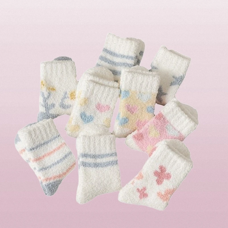 Chaussettes mi-tube épaisses pour femmes, petites poignets hauts frais, amour, demi-côté, sourire, pys, décontracté, haute qualité, nouveau, 3/6, 2024 paires