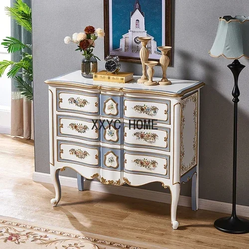

Bedroom Solid Wood Storage Cabinet American Living Room Dining Side Cabinet French Hallway Storage Side Cabinet