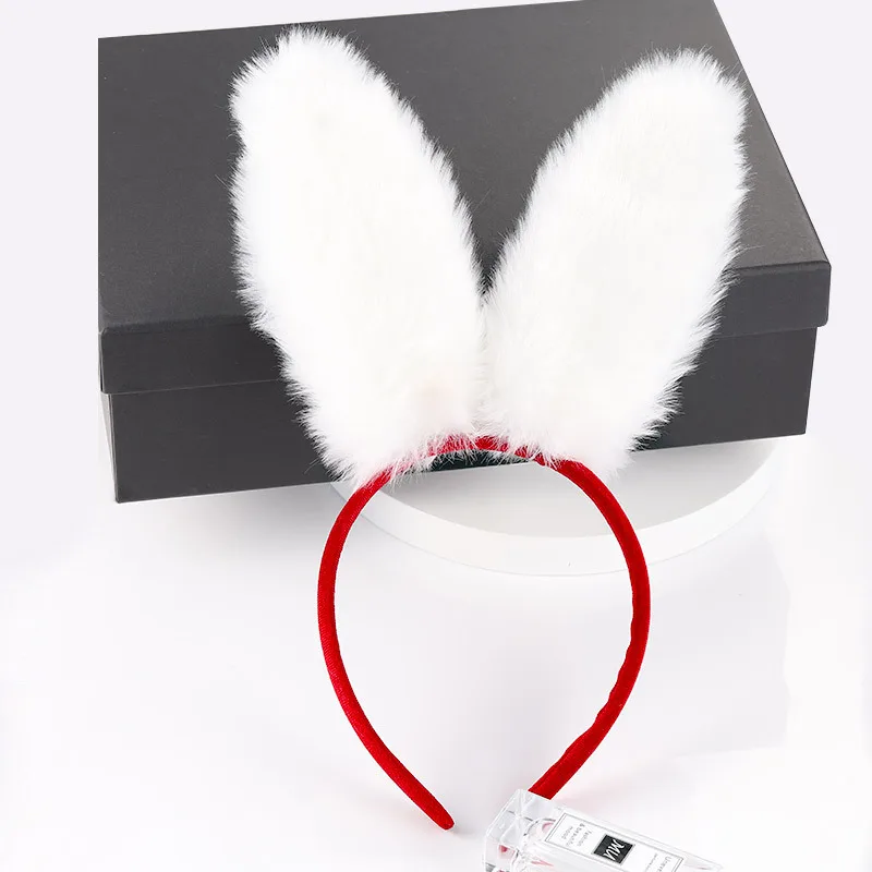 Cute Plush Bunny Ears Hair Bands Soft Rabbite Ears Easter Adult Headbands for Women Girls Anime Cosplay Party Hair Accessories