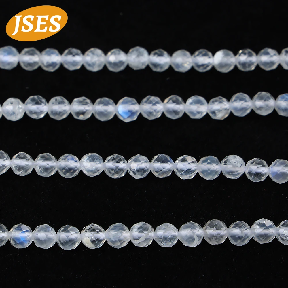 Natural Moonstone Without Black Spot Faceted Seed Beads for Jewelry Making Bracelets Loose Stone Spacer Beads DIY Festival Gifts