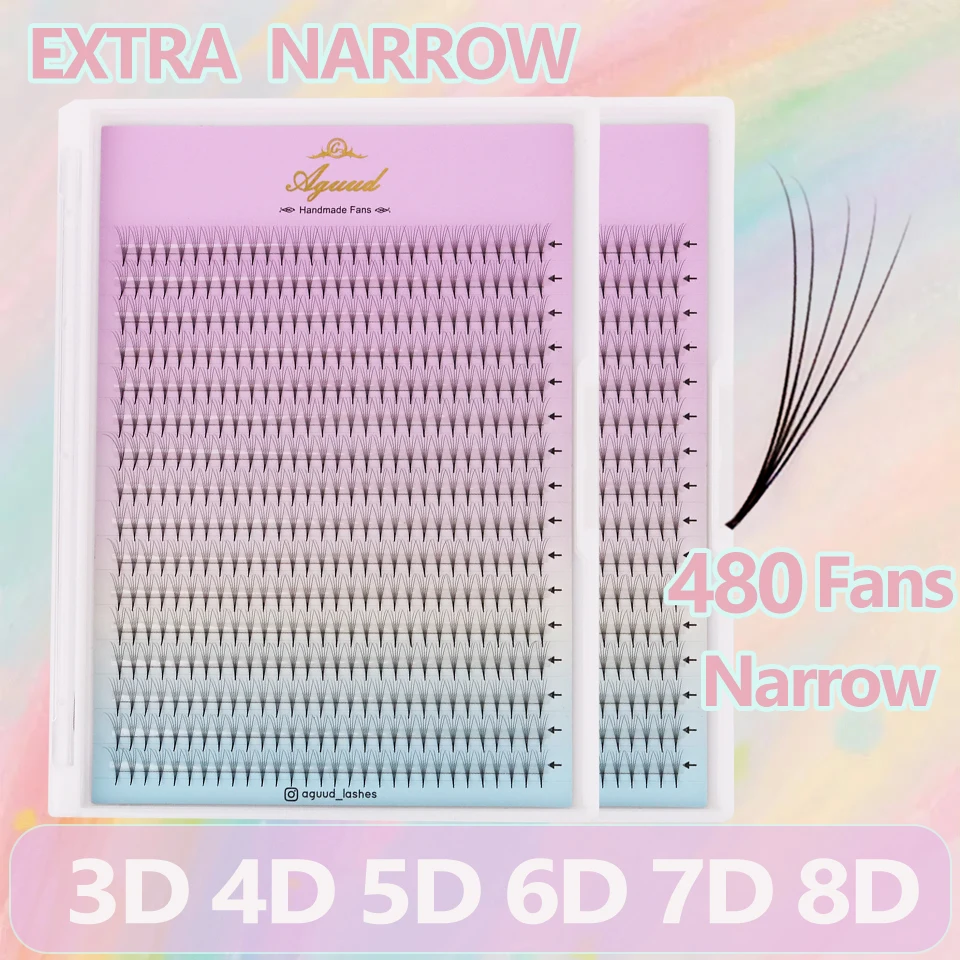 

AGUUD XL Tray 480 Fans Extra Narrow Thin Pointy Base Premade Lash Eyelash Extension 4D 5D 7D Russian Volume Lashes Makeup Cilios