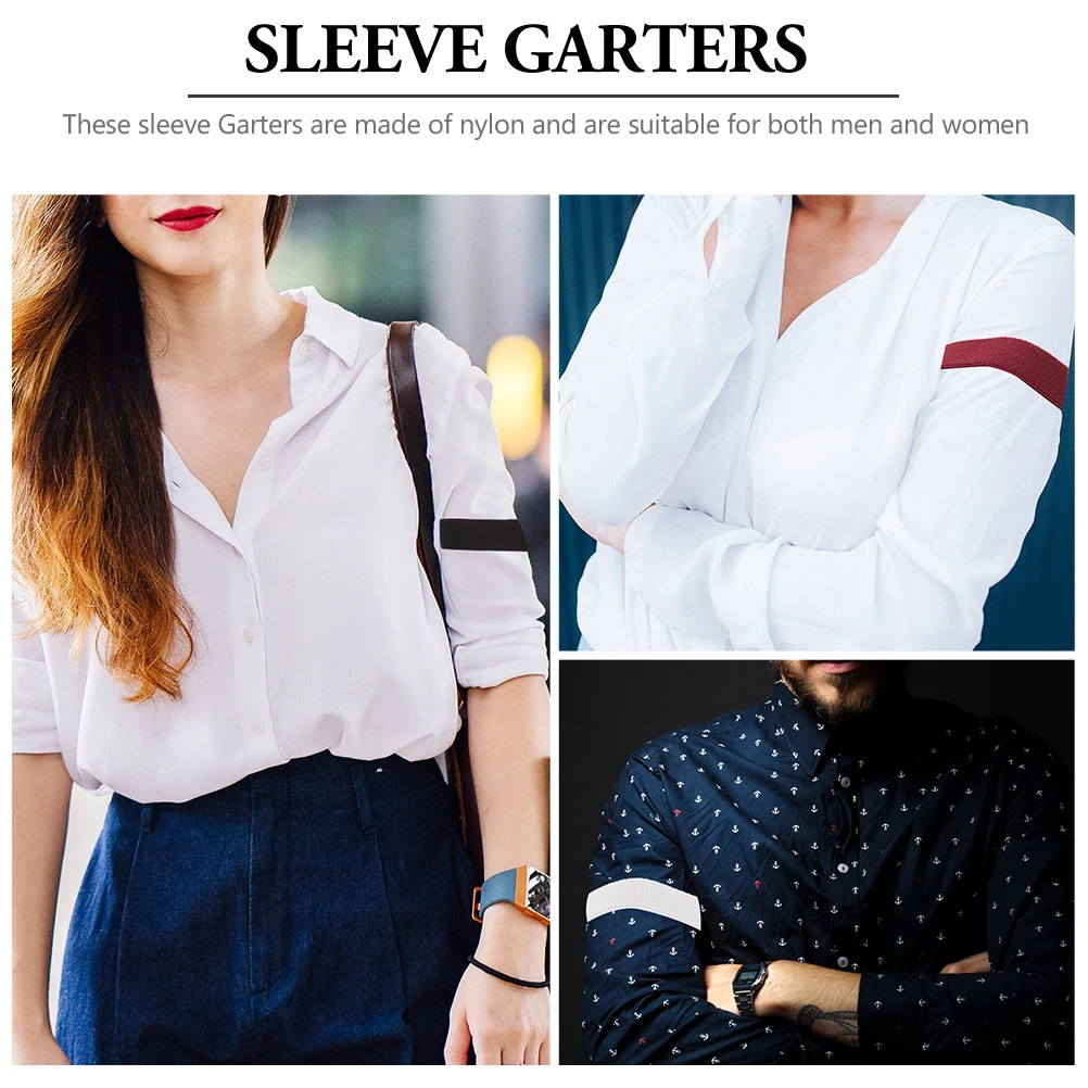 ปลอกแขนกันลื่นแบบปรับได้ ปลอกแขนเสื้อเชิ้ตแบบ unisex สำหรับผู้ชายและผู้หญิง ที่ยึดเสื้อเชิ้ตแบบยืดหยุ่นคุณภาพพรีเมียม ใช้งานได้ยาวนาน