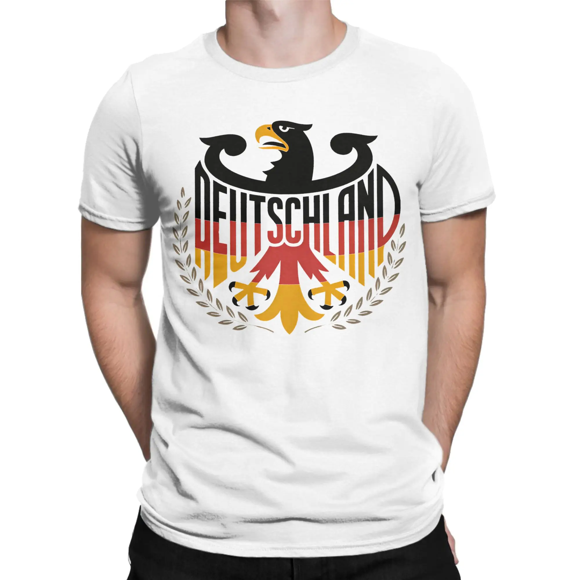 الرجال ألمانيا Deutschland كول النسر شعار تي شيرت القطن تيز الصيف Y2K ريترو قصيرة الأكمام تي شيرت س الرقبة تي شيرت حجم كبير #2