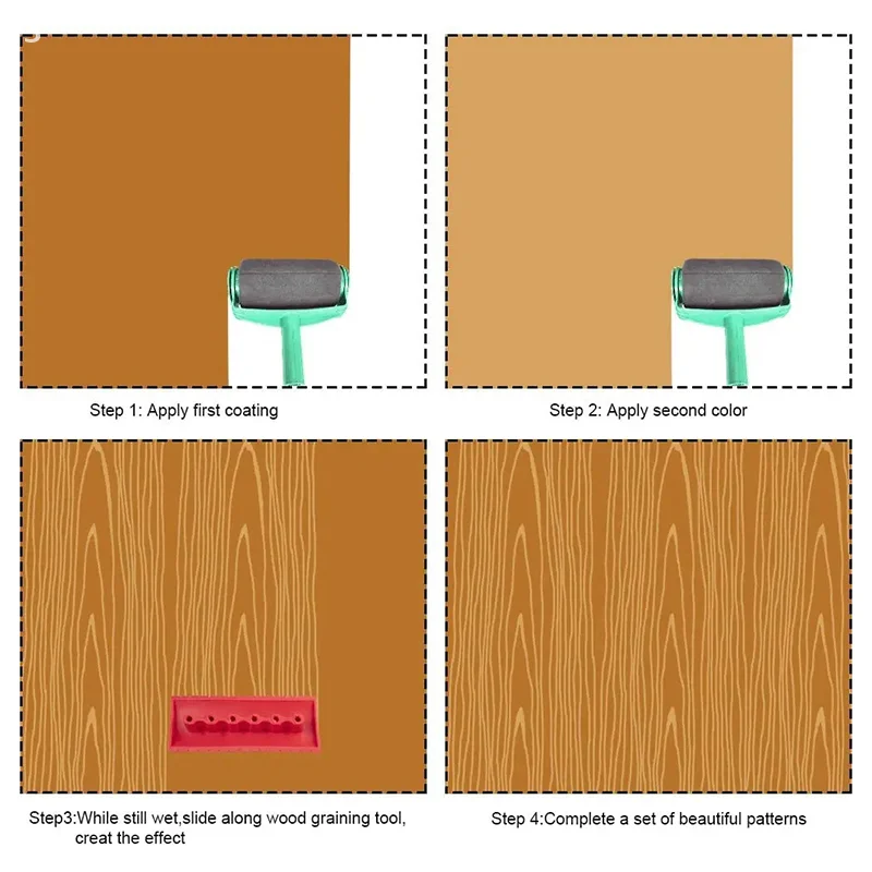 2 개/대 고무 롤러 브러시 그림 도구 모조 나무 그레인 벽화 홈 인테리어 아트 엠보싱 DIY 그레인