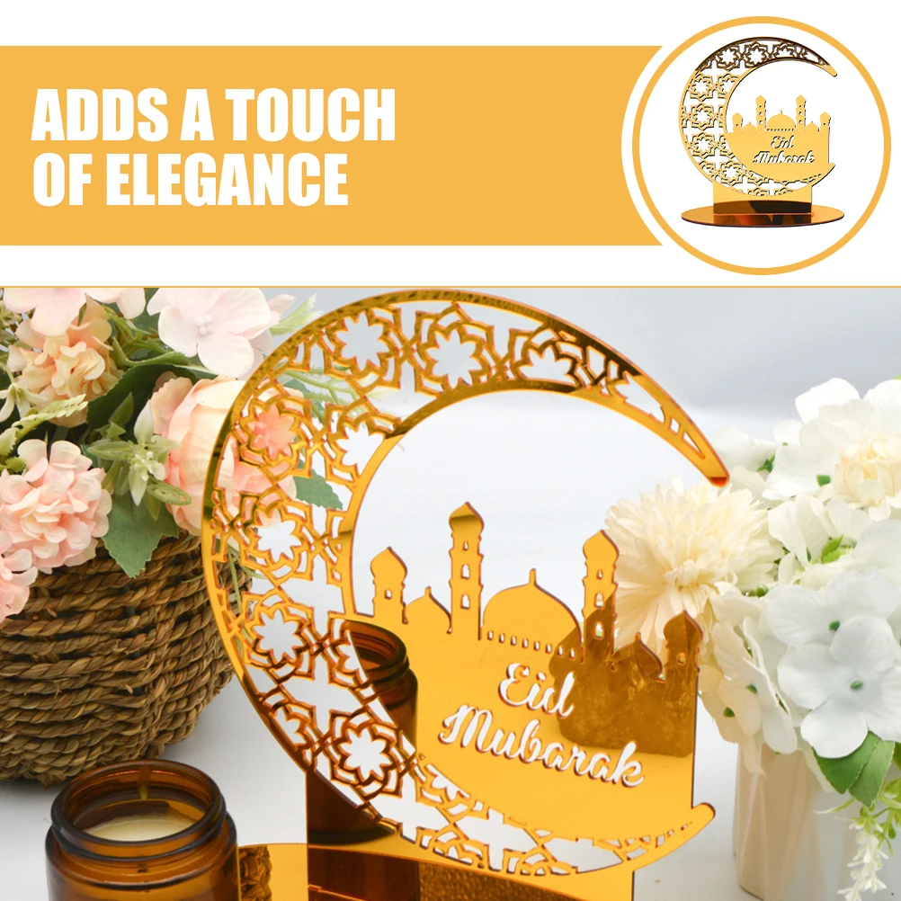 

Acrylic Ornaments 2mm Double Sided Golden Eid Mubarak Table Decor Craft Desktop Board Centerpiece Ramadan Signs Festive Ethnic