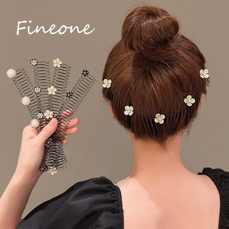 

Camellia Flower Broken Hair Comb Clip Women Hair Accessories Bangs Clip Back Head Headdress Broken Hair Finishing Tools