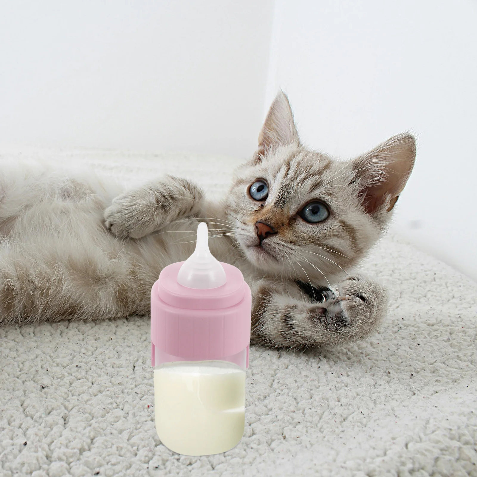 

Pet Nursing Bottle Small Nipple Kittens Puppies Easy Squeeze Wide Mouth Portable Kitten Feeding Bottle Feeder