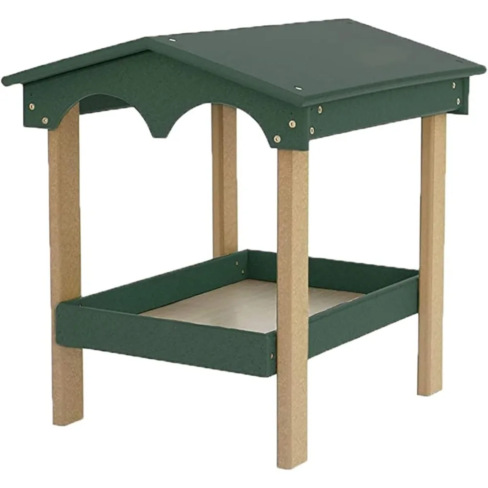 

Recycled Plastic Poly Large Covered Ground Fly Through Raised Platform Bird Feeder with Mesh Seed Tray - USA Amish Made (Turf Gr