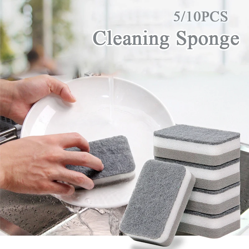 5/10pcs Dishwashing Sponge Kitchen Cleaning Tools Double-sided Cleaning Sponge Durable Absorbent Sponge Pad Household Clean Tool