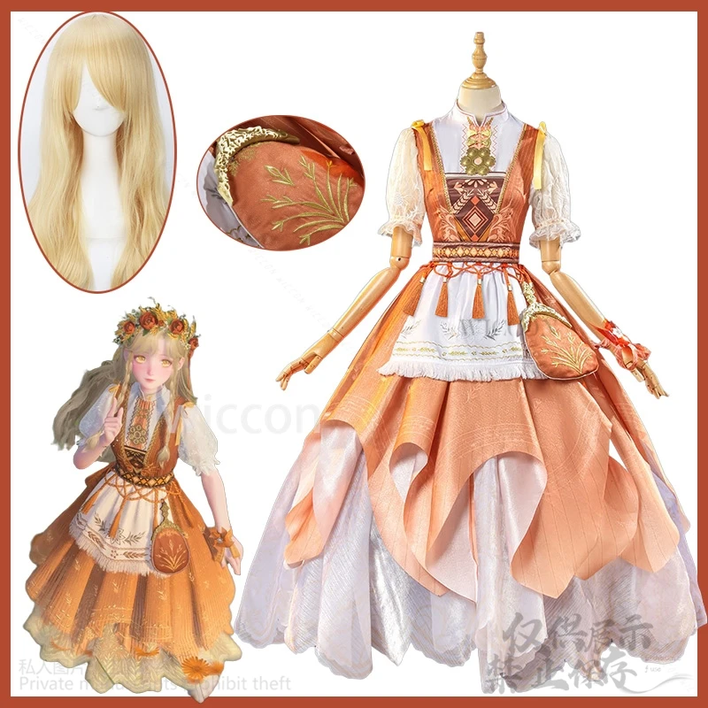 Infinity Nikki Anime Game Cosplay Costume Orange Uniform Dress Lolita Suit Wig For The Wind Of The Hometown Halloween Customized