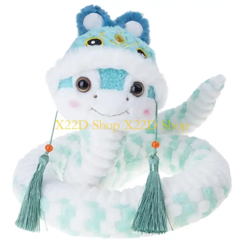 Oreiller en peluche X22D serpent année, coussin Animal dessin animé 3D symbolisant bonne fortune, cadeau parfait du nouvel