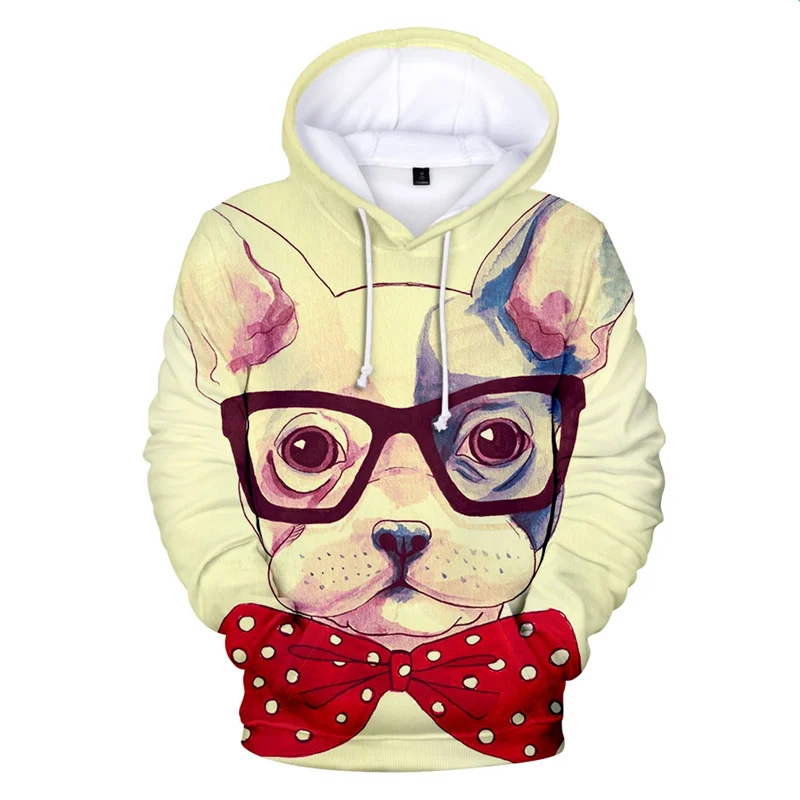 Sudaderas con capucha de Bulldog Francés para hombres y mujeres, sudadera con estampado 3D de perro, chaqueta Harajuku informal, abrigo de manga