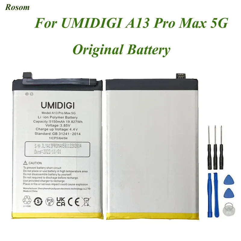 Roson for UMIDIGI A13 Pro Max 5G Battery 5150mAh 100% Original New Replacement Parts Phone Accessory Accumulators With Tools