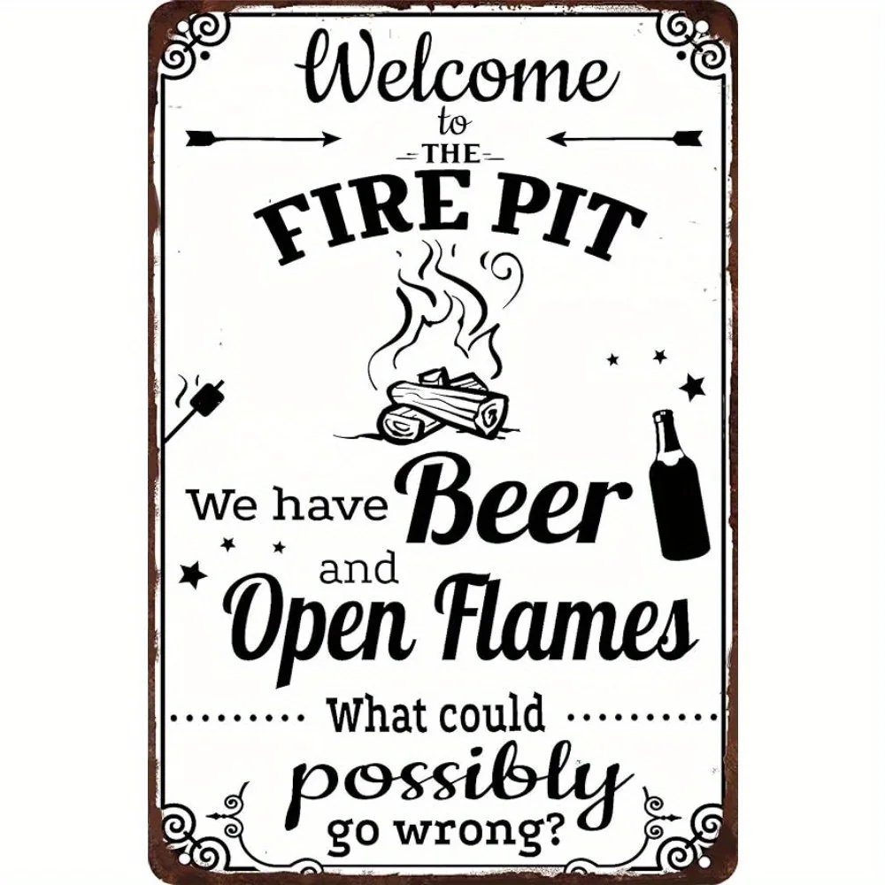Introducing The 'Welcome to The Fire Pit' Vintage Metal Sign. It'S Ideal for Outdoor Camping And Backyard Bonfires