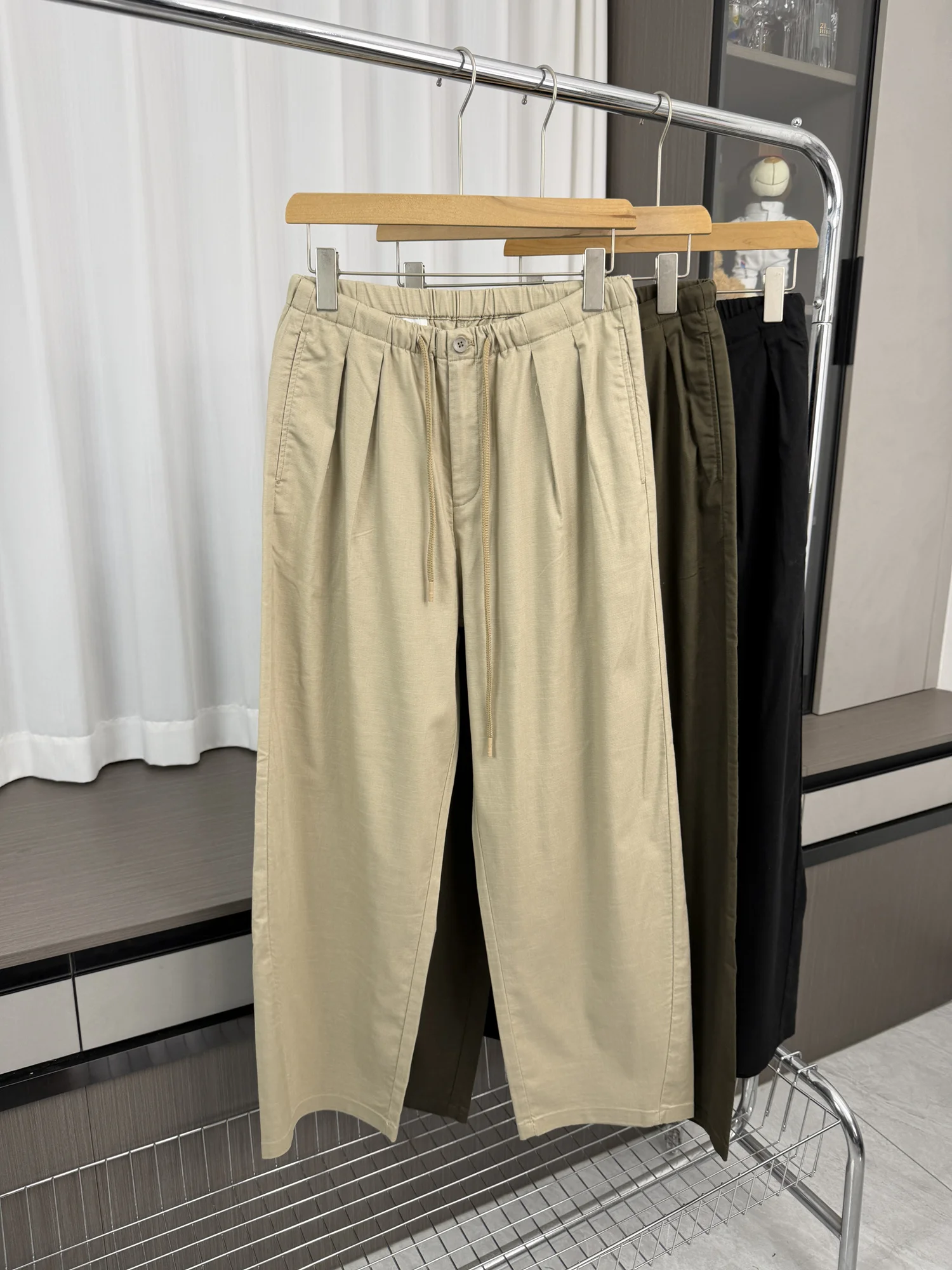  Linen Cotton Casual Pants Comfortable Fine Texture Men's Spring Summer Couple Style Straight Leg mid Waist