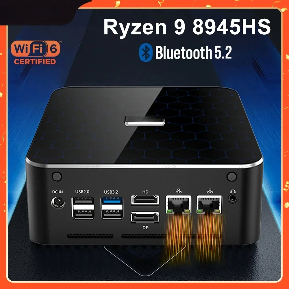 M600 Mini PC Gamer Ryzen 9 8945HS 7940HS USB4 2x2.5G LAN 2xDDR5 2xNVMe 2.5''SATA Windows 11 Desktop Computer Gaming PC