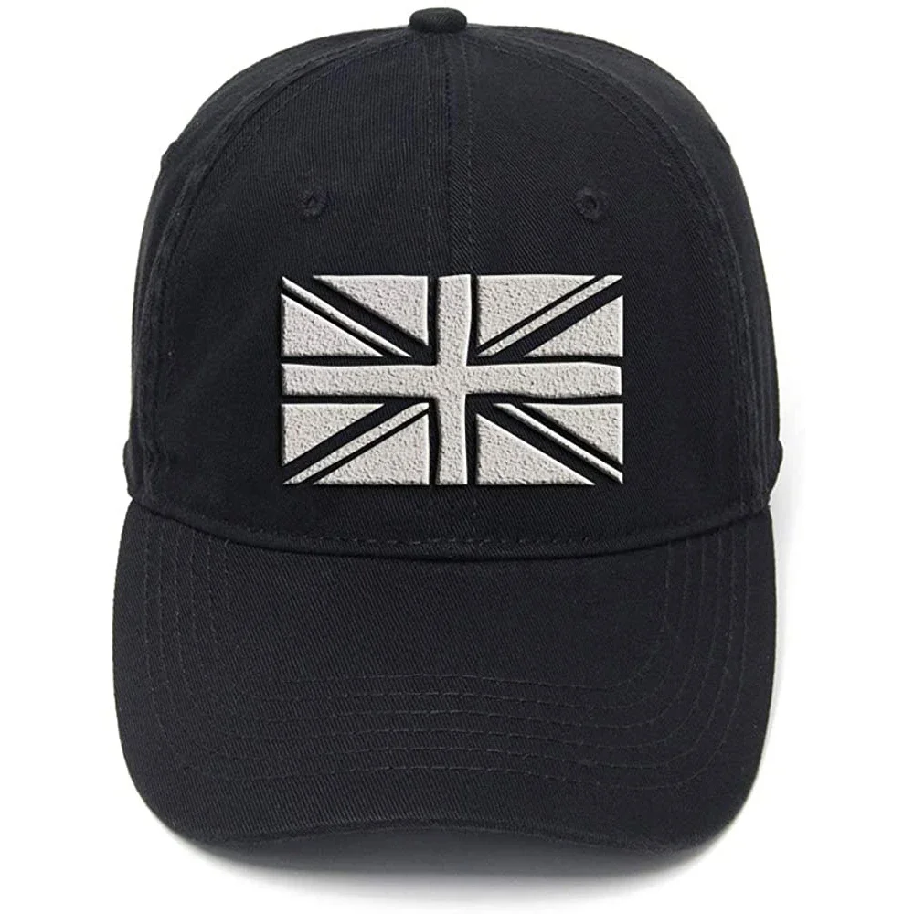 

Lyprerazy Union Jack Flag Washed Cotton Adjustable Men Women Unisex Hip Hop Cool Flock Printing Baseball Cap