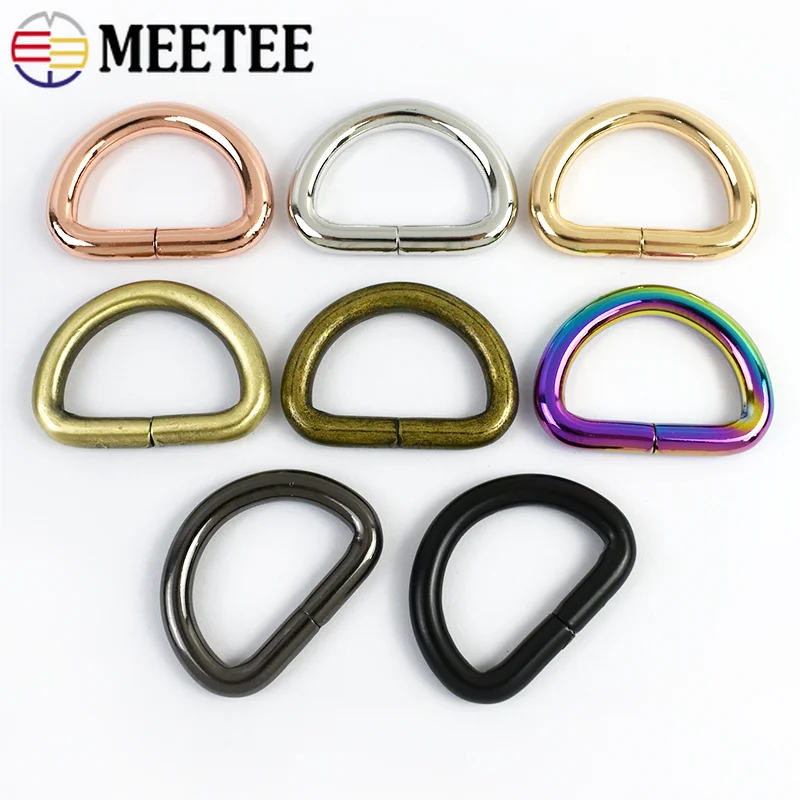 Meetee 5/10/20/50Pcs 25mm D Rings for Bags Strap Backpack Belt Metal Buckle Dog Collar Loop Buckles DIY Bag Hardware Accessories