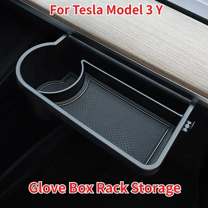 Glove Box Rack Storage Hook Mini Table Phone Water Cup Holder Front Passenger Glove Box Car Accessories 2023 For Tesla Model 3 Y