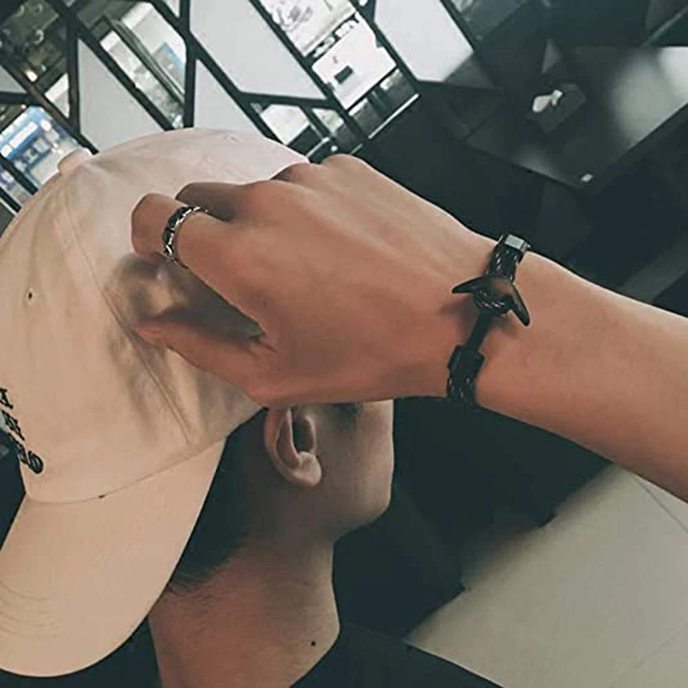 Kirykle Hot Sale Couple Bracelets Fashion Alloy Anchor Bracelets Bangles Braided Polyester Rope Bracelets For Women Men Gifts image 6